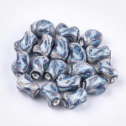 Coloré Perles en porcelaine manuelles, fantaisie porcelaine émaillée antique, torsion, colorées, 21x15x16.5mm, Trou: 3mm
