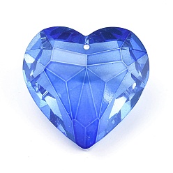 Saphir K 9 pendentifs en strass de verre, facette, cœur, saphir, 44x45.5x27.5mm, Trou: 1.4mm