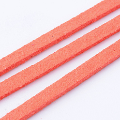 Orange Red Faux Suede Cord, Faux Suede Lace, Orange Red, 3x1.5mm, about 5.46 yards(5m)/roll, 25rolls/bag