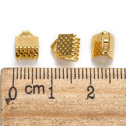 Golden Iron Ribbon Crimp Ends, Golden, 6x7mm, hole: 2mm