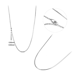 Platinum SHEGRACE Rhodium Plated 925 Sterling Silver Snake Chain Necklaces, with S925 Stamp, Platinum, 17.7 inch(45cm)0.8mm