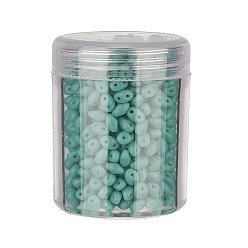 Turquoise Czech Glass Seed Beads, 2-Hole, Opaque Colours, Turquoise, 5x3.5x3mm, Hole: 0.5mm, about 630pcs/box