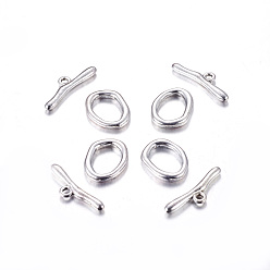 Antique Silver Alloy Toggle Clasps, Lead Free & Cadmium Free & Nickel Free, Antique Silver, Ring:16x21x3mm, Bar:9x29mm, Hole: 2mm.