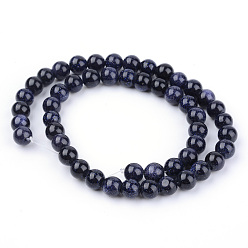 Blue Goldstone Synthetic Blue Goldstone Beads Strands, Round, 6~6.5mm, Hole: 1mm, about 63pcs/strand, 14 inch