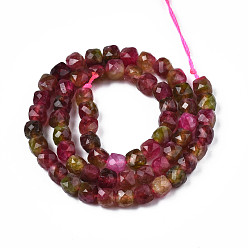 Rouge Violet Moyen Perles naturelles de quartz brins, teint, facette, cube, support violet rouge, 5.5x6x6mm, Trou: 1mm, Environ 61~62 pcs/chapelet, 12.99 pouces~13.19 pouces (33cm~33.5cm)
