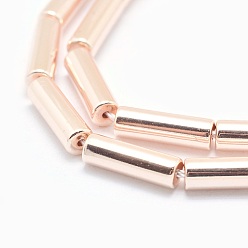 Rose Gold Plated Electroplate Non-magnetic Synthetic Hematite Beads Strands, Grade AA, Long-Lasting Plated, Column, Light Rose Gold Plated, 13x4mm, Hole: 1mm, about 30pcs/strand, 15.7 inch(40cm)