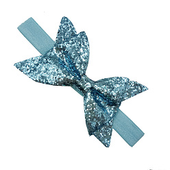 Bleu Ciel Bandeau élastique pour les filles, accessoires pour cheveux, avec bowknot de tissu, poudre de scintillement, bleu ciel, 11 pouces (280 mm)