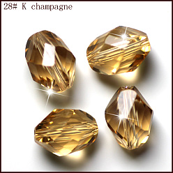 Gold Imitation Austrian Crystal Beads, Grade AAA, Faceted, Bicone, Gold, 6x8mm, Hole: 0.7~0.9mm
