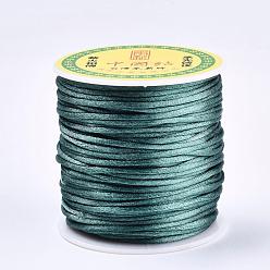 Dark Sea Green Nylon Thread, Rattail Satin Cord, Dark Sea Green, 1.5mm, about 49.21 yards(45m)/roll