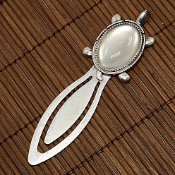 Antique Silver 25x18mm Oval Glass Cabochon Cover for Antique Silver DIY Alloy Portrait Bookmark Making, Cadmium Free & Nickel Free & Lead Free, Bookmark Cabochon Settings: 94x27mm, Tray: 25x18mm