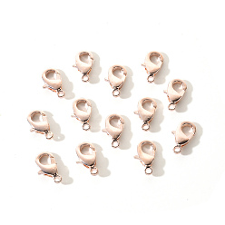 Rose Gold Zinc Alloy Lobster Claw Clasps, Rose Gold, 12x6mm, Hole: 1.2mm, 100pcs/Box