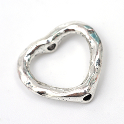 Antique Silver Tibetan Style Alloy Heart Bead Frames, Cadmium Free & Lead Free, Antique Silver, 13.5x14x3mm, Hole: 1mm, about 1425pcs/1000g