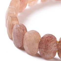 Клубничный Кварц Овальный эластичный браслет из бисера из натурального клубничного кварца, украшения из драгоценных камней для женщин, внутренний диаметр: 2-1/8 дюйм (5.4~5.5 см)