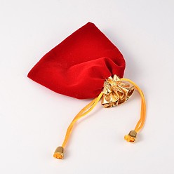 Red Velvet Jewelry Bag, Rectangle, Red, 95x69mm