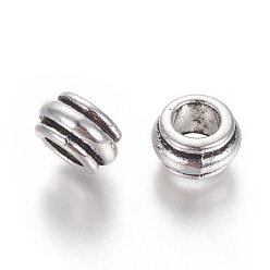 Antique Silver Tibetan Style Alloy Beads, Lead Free & Cadmium Free, Drum, Antique Silver, 12x7mm, Hole: 7mm
