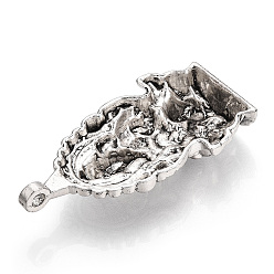 Antique Silver Tibetan Style Alloy Big Pendants, Hindu Elephant God Lord Ganesh Statue, Cadmium Free & Nickel Free & Lead Free, Antique Silver, 61x32x7mm, Hole: 3.5mm, about 65pcs/1000g