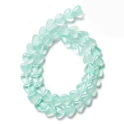 Aquamarine Transparent Glass Beads Strand, Heart, Aquamarine, 7.5~8.5x8~8.5x4~4.5mm, Hole: 1mm, about 44~45pcs/strand, 12.56~12.87 inch(31.9~32.7cm)