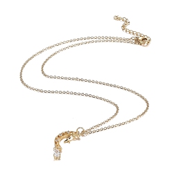 Golden 304 Stainless Steel Rhinestone Jewelry Sets, Moon Pendant Necklaces and Stud Earrings, Cable Chains, Lobster Claw Clasps and Ear Nuts, Crystal, Golden, 18.11 inch(46cm), 15x5.5mm, Pin: 0.7mm
