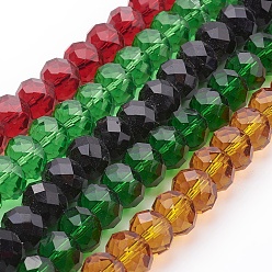 Mixed Color Handmade Glass Beads, Faceted Rondelle, Mixed Color, 12x8mm, Hole: 1mm, about 72pcs/strand