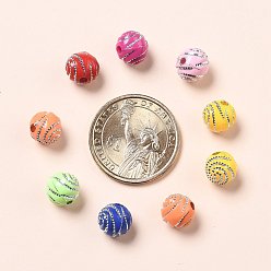 Mixed Color Plating Acrylic Beads, Metal Enlaced, Round, Mixed Color, 10x10x10mm, Hole: 2mm, 1100pcs/500g