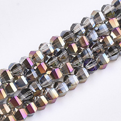 Coloré Perles en verre electroplate, facette, ronde, colorées, 4~4.5x3.5mm, Trou: 1mm, Environ 100 pcs/chapelet, 13.7 pouce
