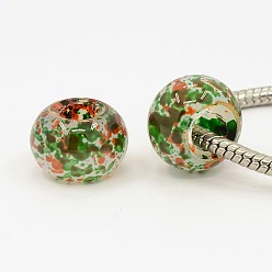 Mixed Color Spray Painted Glass Beads, Large Hole Beads, Rondelle, Mixed Color, 15x10mm, Hole: 5.5~6mm