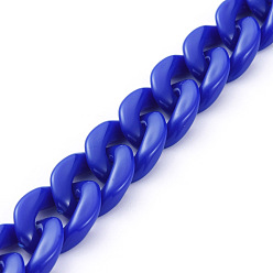 Mixed Color Handmade Opaque Acrylic Curb Chains, Mixed Color, Links: 19x13.5x4.5mm, 39.37 inch(1m)/strand