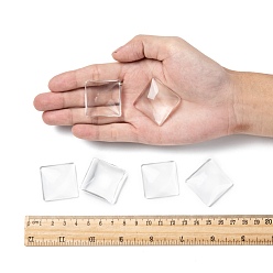 Clear Transparent Glass Square Cabochons, Clear, 30x30x7mm