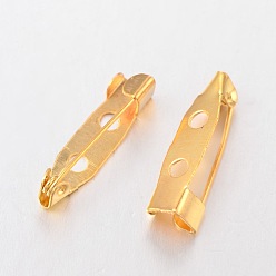 Golden Iron Brooch Findings, Back Bar Pins, Golden, 20mm long, 5mm wide, 5mm thick, hole: about 2mm