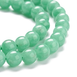 Spring Green Natural Glass Beads Strands, Round, Spring Green, 6~6.5mm, Hole: 0.8mm, about 65pcs/strand, 15.75 inch(40cm)