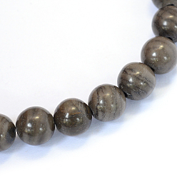 Wood Lace Stone Natural Black Wood Lace Stone Round Bead Strands, 8~8.5mm, Hole: 1mm, about 47pcs/strand, 15.5 inch