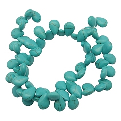 Turquoise Synthetic Howlite Beads, Dyed, teardrop, Turquoise, 14x10x5mm, Hole: 1mm, about 900pcs/kg