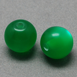 Зеленый Круглый имитация кошачий глаз гранулы смолы, зелёные, 8x7 мм, отверстие : 1.8~2 мм