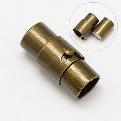 Antique Bronze Brass Locking Tube Magnetic Clasps, Column, Antique Bronze, 18x10mm, Hole: 8mm