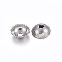 Stainless Steel Color 201 Stainless Steel Bead Caps, Apetalous, Stainless Steel Color, 5x2mm, Hole: 1.2mm