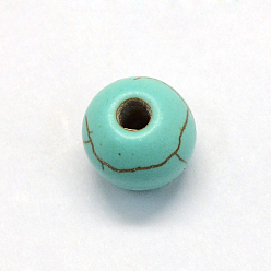 Turquoise Synthetic Turquoise Beads, Round, Dyed, Turquoise, 10x9.5mm, Hole: 2mm