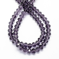 Indigo Handmade Glass Beads, Faceted Rondelle, Indigo, 14x10mm, Hole: 1mm, about 60pcs/strand
