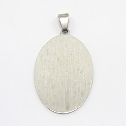 Stainless Steel Color DIY Materials 201 Stainless Steel Flat Oval Hand Stamping Blank Tag Pendants, Stainless Steel Color, 53x30x1mm, Hole: 8x4mm