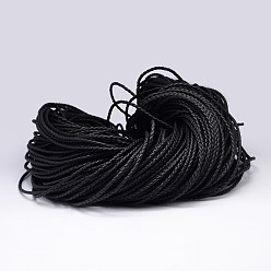 Black Braided PU Imitation Leather Cord, Black, 3mm, about 100yard/bundle(300 feet/bundle)
