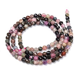 Mixed Color Natural Tourmaline Beads Strands, Faceted, Round, Mixed Color, 2mm, Hole: 0.5mm, about 156pcs/strand, 14.9 inch(38cm)