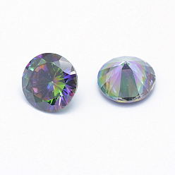 Colorful Cubic Zirconia Pointed Back Cabochons, Grade A, Faceted, Diamond, Colorful, 4x2.5mm