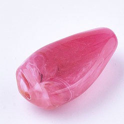 Rose Chaud Perles acryliques, pierre d'imitation, nuggets, rose chaud, 27.5x15x10mm, trou: 1.5 mm, environ 170 pcs / 500 g
