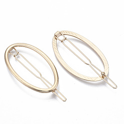 Golden Alloy Hollow Geometric Hair Pin, Ponytail Holder Statement, Hair Accessories for Women, Cadmium Free & Lead Free, Oval, Golden, 54x30mm, Clip: 66mm long