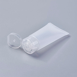 White 20ml PE Plastic Refillable Flip Top Cap Bottles, with PP Plastic Lids, Travel Portable Squeeze Makeup Hoses, Facial Cleanser Tube, Face Cream Container, White, 8cm, Capacity: 20ml