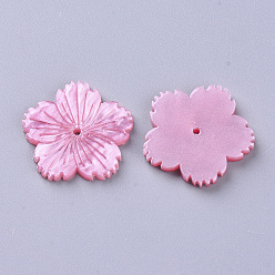 Hot Pink Cellulose Acetate(Resin) Beads, Flower, Hot Pink, 19x20x3mm, Hole: 1mm