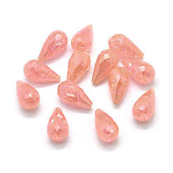 Pale Violet Red Cubic Zirconia Beads, Half Drilled, Faceted, teardrop, Pale Violet Red, 18x10mm, Hole: 0.8mm