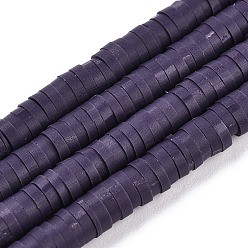 Dark Slate Blue Flat Round Handmade Polymer Clay Bead Spacers, DarkSlate Blue, 4x1mm, Hole: 1mm, about 380~400pcs/strand, 17.7 inch