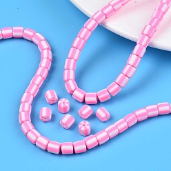 Hot Pink Handmade Polymer Clay Bead Strands, Column, Hot Pink, 6x6mm, Hole: 1.5mm, about 63pcs/strand, 15.55 inch~15.94 inch(39.5~40.5cm)