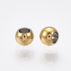 Golden Vacuum Plating 201 Stainless Steel Beads, Round, Golden, 4x3mm, Hole: 2mm