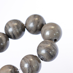 Wood Lace Stone Natural Black Wood Lace Stone Round Bead Strands, 8~8.5mm, Hole: 1mm, about 47pcs/strand, 15.5 inch